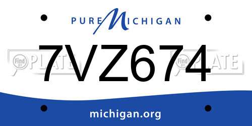 7VZ674 Michigan License Plate