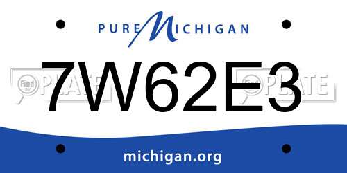 7W62E3 Michigan License Plate