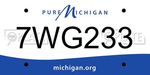 7WG233 Michigan License Plate