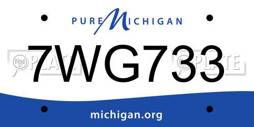 7WG733 Michigan License Plate