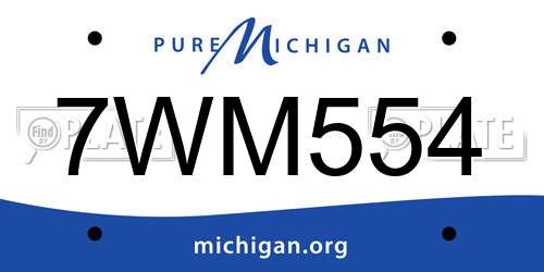 7WM554 Michigan License Plate