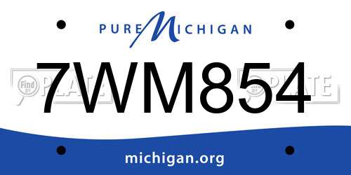 7WM854 Michigan License Plate