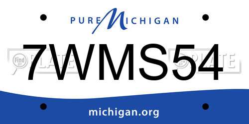 7WMS54 Michigan License Plate