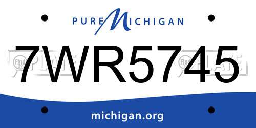 7WR5745 Michigan License Plate