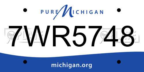 7WR5748 Michigan License Plate