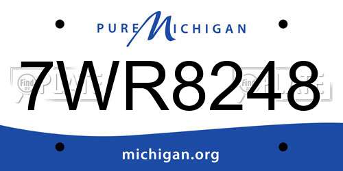 7WR8248 Michigan License Plate