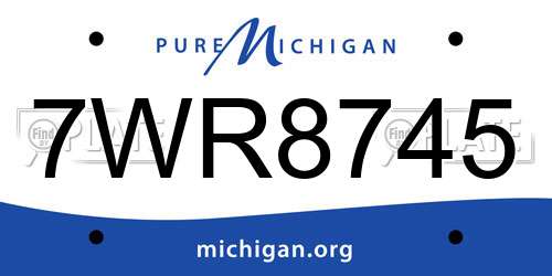7WR8745 Michigan License Plate
