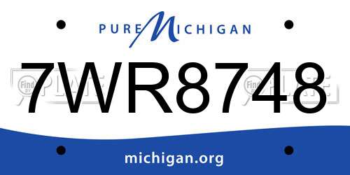 7WR8748 Michigan License Plate