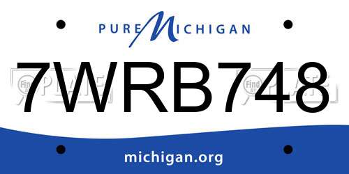 7WRB748 Michigan License Plate