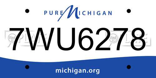 7WU6278 Michigan License Plate