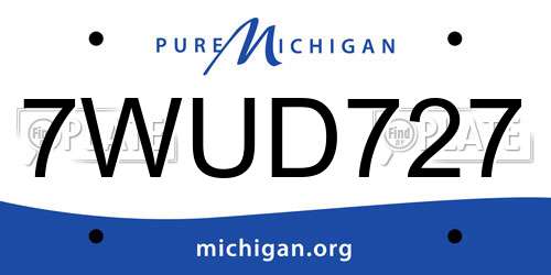7WUD727 Michigan License Plate