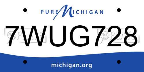 7WUG728 Michigan License Plate