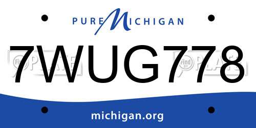 7WUG778 Michigan License Plate