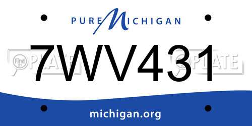 7WV431 Michigan License Plate