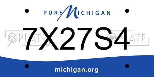 7X27S4 Michigan License Plate