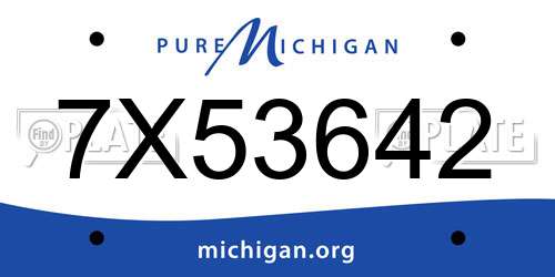 7X53642 Michigan License Plate