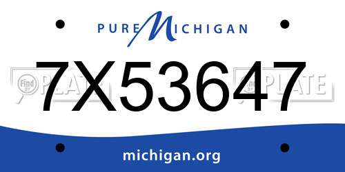 7X53647 Michigan License Plate