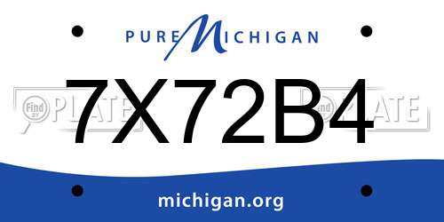 7X72B4 Michigan License Plate