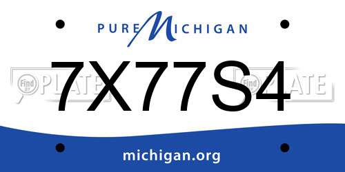 7X77S4 Michigan License Plate
