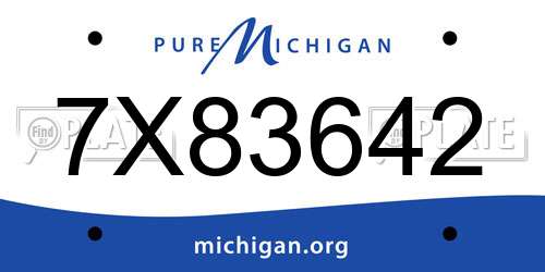 7X83642 Michigan License Plate