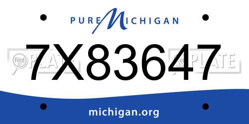 7X83647 Michigan License Plate