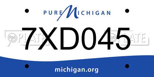 7XD045 Michigan License Plate