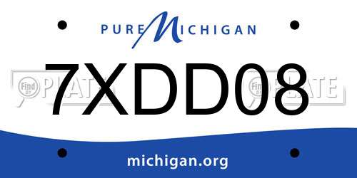 7XDD08 Michigan License Plate