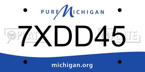 7XDD45 Michigan License Plate