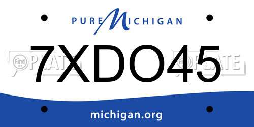 7XDO45 Michigan License Plate