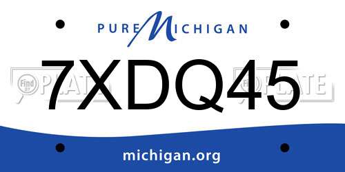 7XDQ45 Michigan License Plate