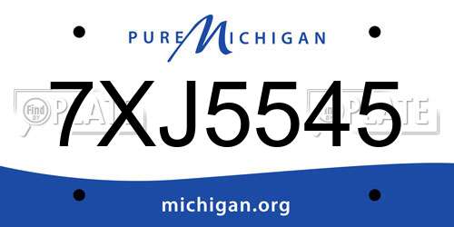 7XJ5545 Michigan License Plate