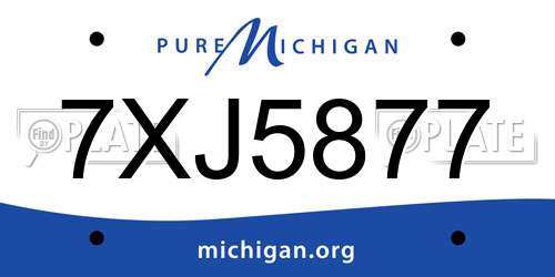 7XJ5877 Michigan License Plate