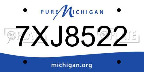 7XJ8522 Michigan License Plate