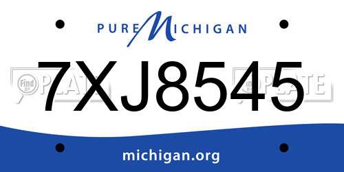 7XJ8545 Michigan License Plate
