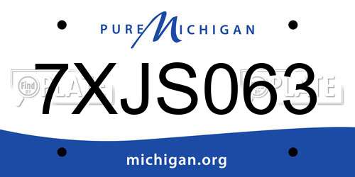 7XJS063 Michigan License Plate