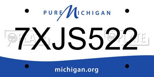 7XJS522 Michigan License Plate