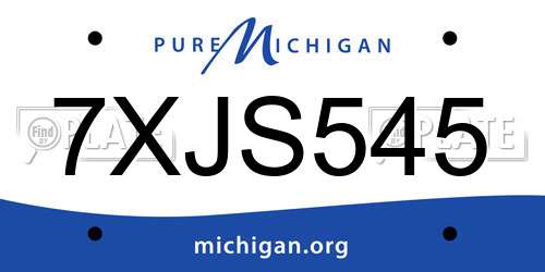 7XJS545 Michigan License Plate