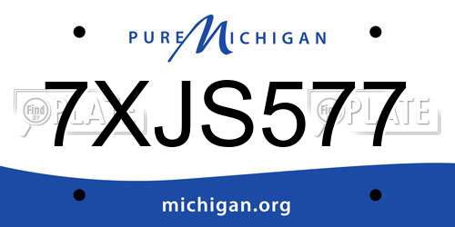 7XJS577 Michigan License Plate
