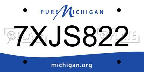 7XJS822 Michigan License Plate