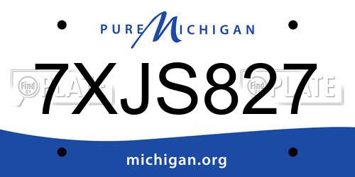 7XJS827 Michigan License Plate