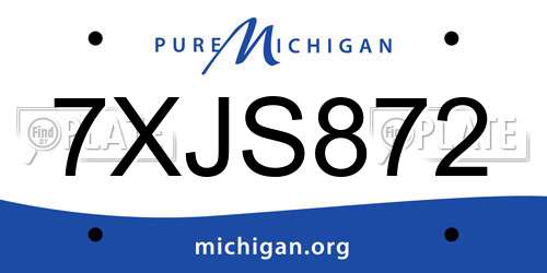 7XJS872 Michigan License Plate