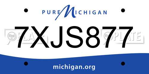 7XJS877 Michigan License Plate
