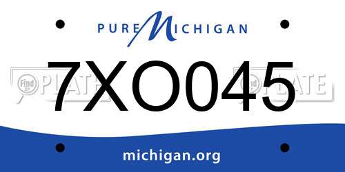 7XO045 Michigan License Plate