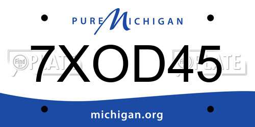 7XOD45 Michigan License Plate