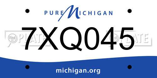 7XQ045 Michigan License Plate