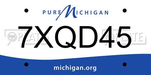 7XQD45 Michigan License Plate