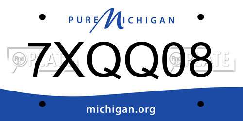 7XQQ08 Michigan License Plate