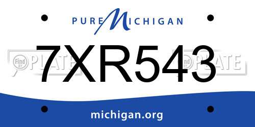 7XR543 Michigan License Plate