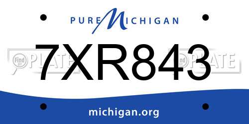 7XR843 Michigan License Plate