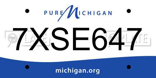 7XSE647 Michigan License Plate